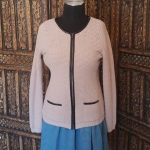 Beige Knit Sweater Jacket
